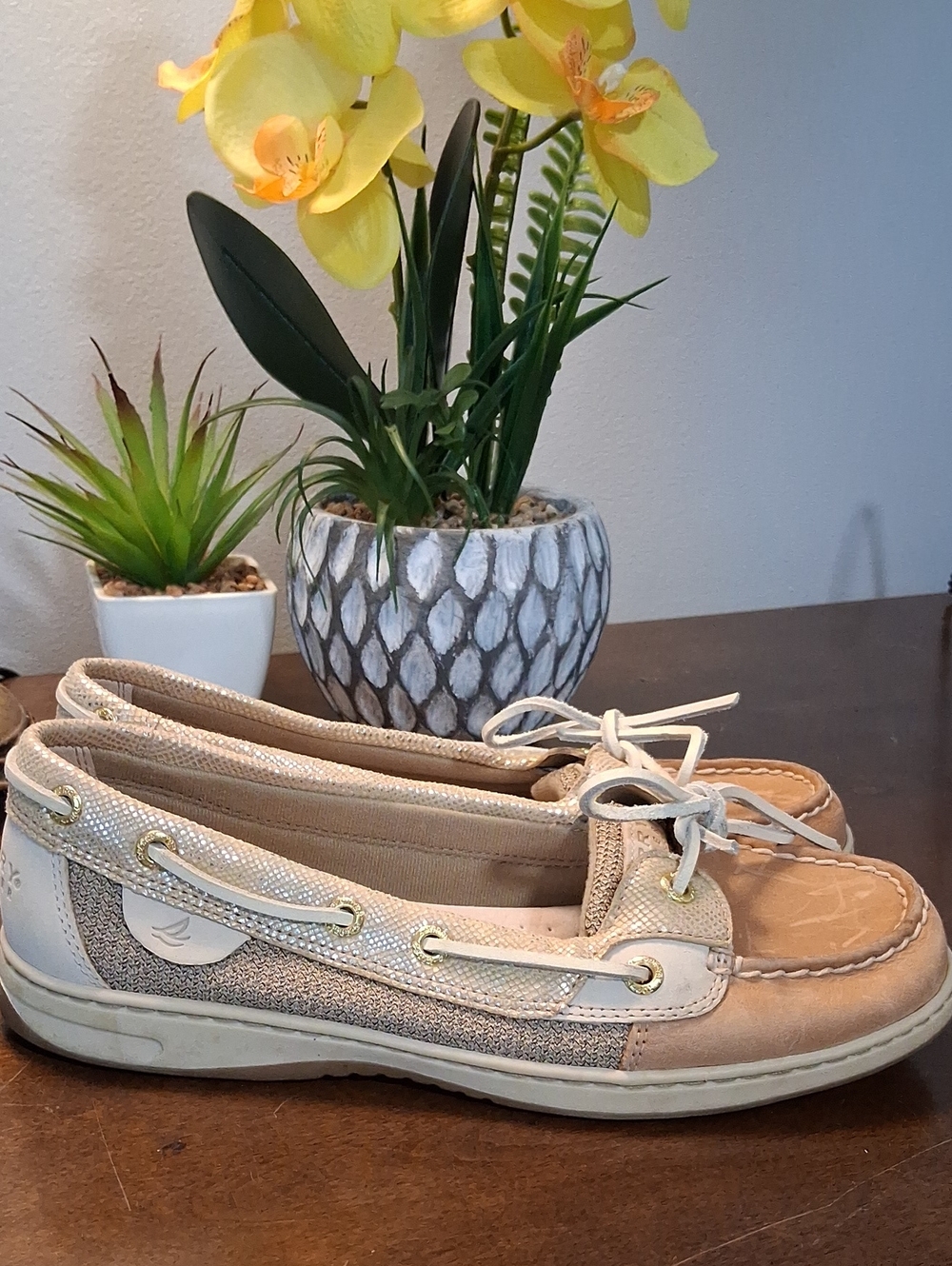Sperry Women's Beige/Tan Slip-On Boat Shoes